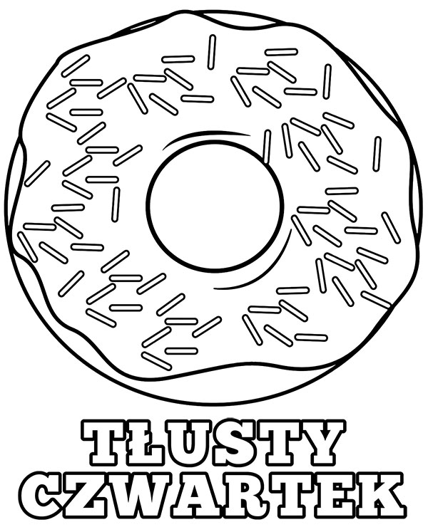 Online coloring book: A large chocolate donut coloring page for Fat Thursday